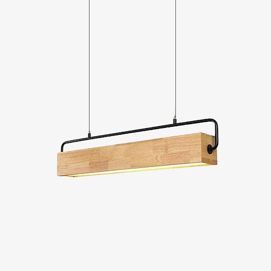 Modern avlång LED-pendellampa i trä i skandinavisk stil