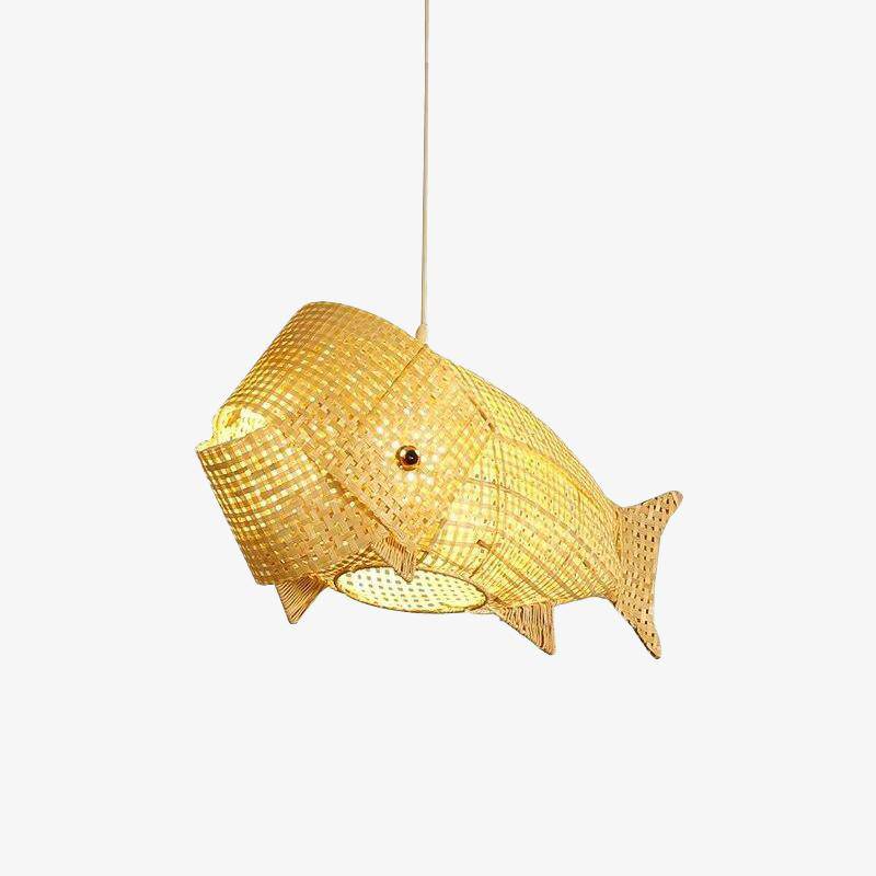 LED-hängande lampa i rotting i fiskstil för barn