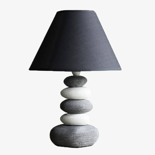 Designer LED pebble bordslampa med nordisk grå lampskärm