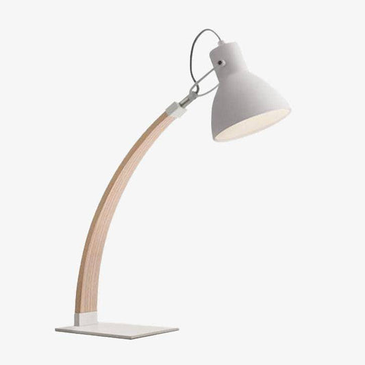 Designer LED bordslampa i trä med metall lampskärm Loft