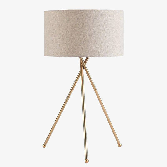 Guld designer bordslampa med tyg lampskärm