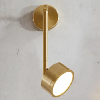 LED vägglampa med cylindrisk lampa och guldstam Lofty