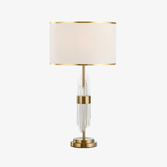 Designer LED bordslampa med gyllene skaft och vit lampskärm Luxury
