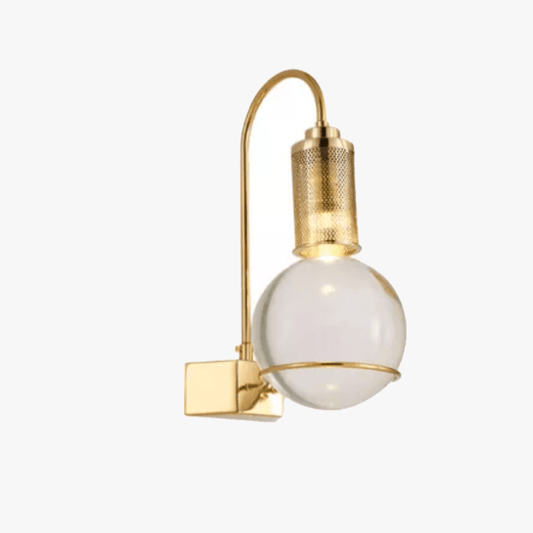 Designer LED-vägglampa i form av en guldglödlampa och en kristallkula