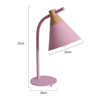 Färgglad LED-bords- eller sänglampa i trä och metall