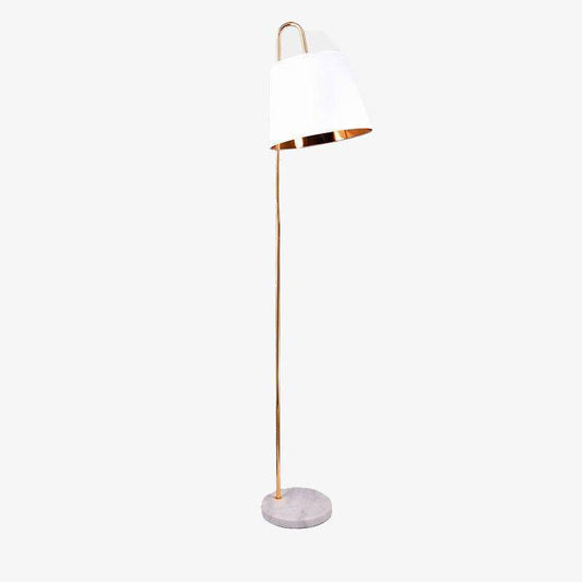 Designer LED golvlampa i marmor med guldkonisk lampskärm