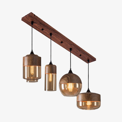Design taklampa i trä och glas Loft Retro