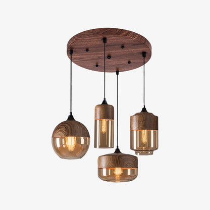 Design taklampa i trä och glas Loft Retro