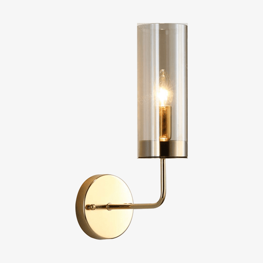 Cylindrisk design vägglampa i glas och guldfot - Guld - FLASH