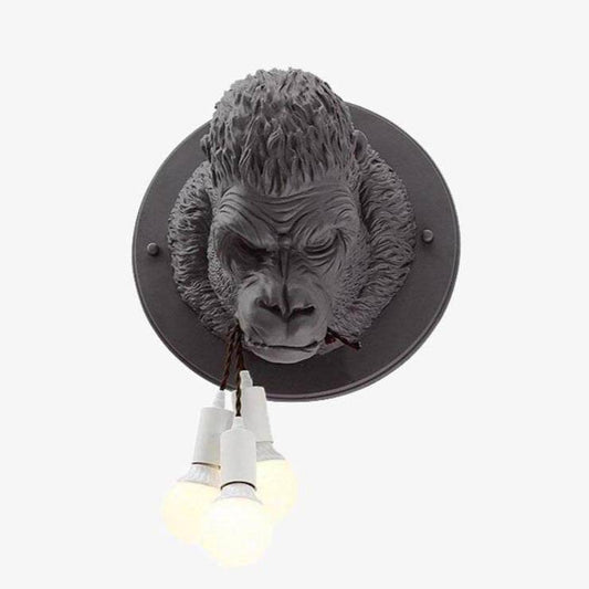 Designer LED vägglampa med gorillahuvud i resin Light