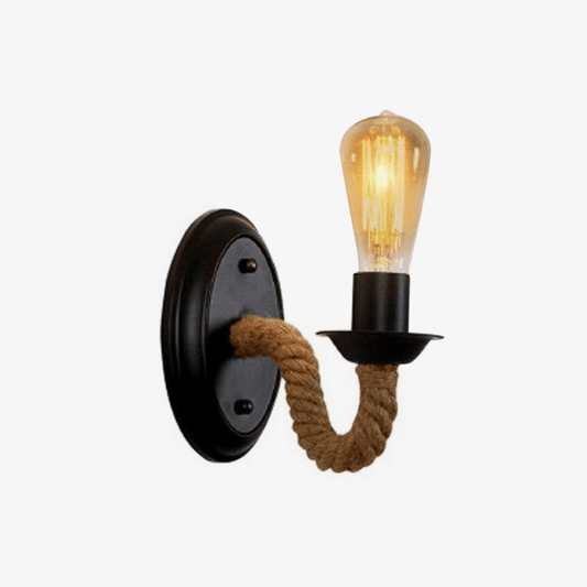 Retro LED-vägglampa med rep och Edison-lampa