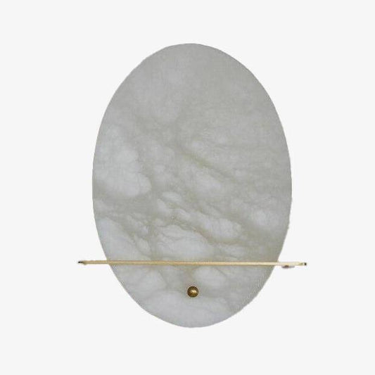 Designer LED vägglampa oval form i vit marmor och guldfot