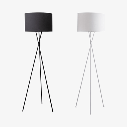 Designer LED-stativ golvlampa med svart eller vit tyglampskärm