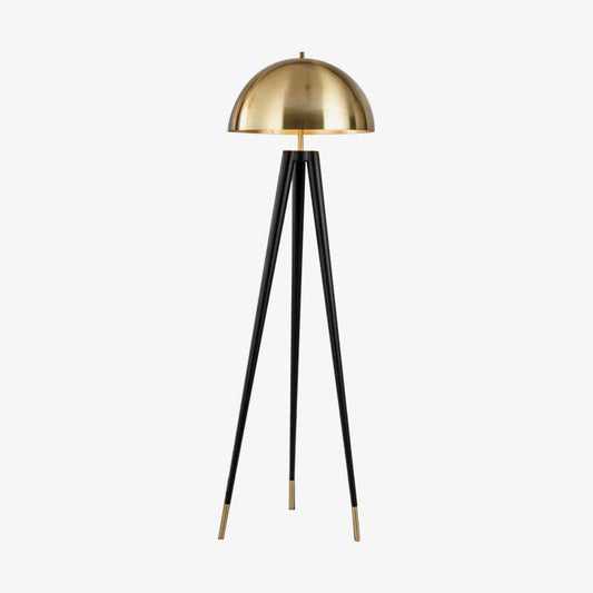 Designer svart stativ LED golvlampa med guld lampskärm Mushroom
