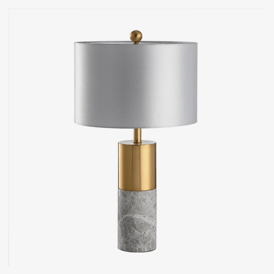 Designer gyllene LED bordslampa i marmor och grå lampskärm
