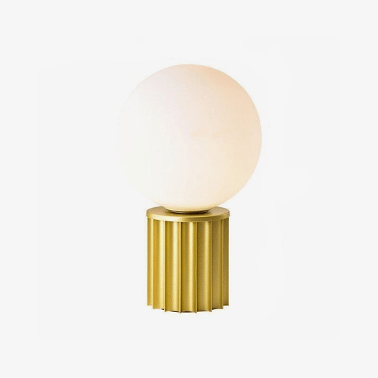 Designer bordslampa i guldmetall med vit LED-kula