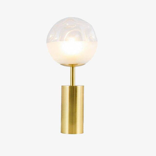 Designer LED bordslampa med guldcylinder och deformerat glas Rui