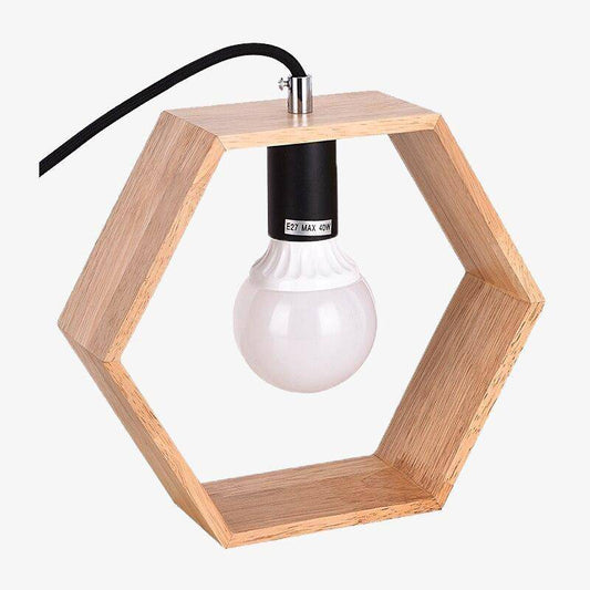 Designer LED bordslampa i trä med geometriska former Boti