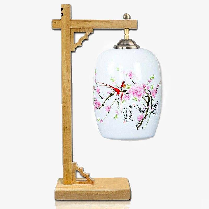 Trägalgeskrivbord eller sänglampa i kinesisk stil