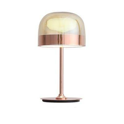 Designer LED-bordslampa i metall med svampliknande glasskärm
