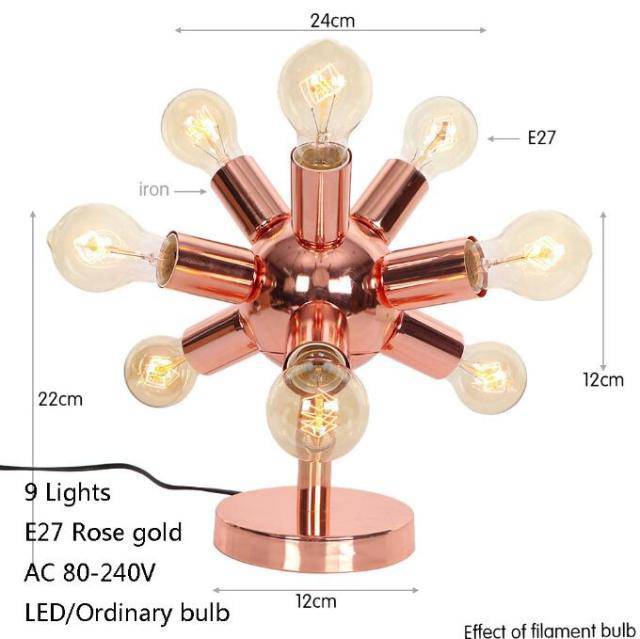 Designer roséguld LED bordslampa med flera Creative-lampor