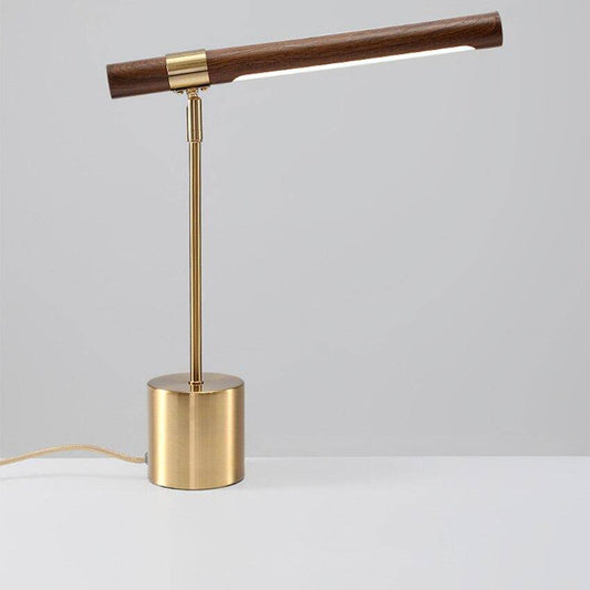 Designer LED-bordslampa i guldmetall och trä, Fly style