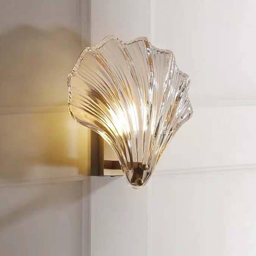 Vintage LED vägglampa i glas skal stil Glas