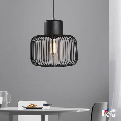 Designer LED bordslampa med rundad svart metallbur lampskärm