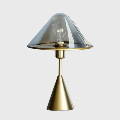 Designer LED bordslampa med konisk guldmetallfot