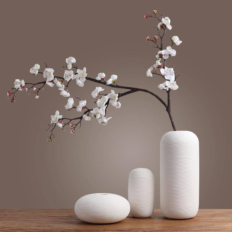 Zen vit keramikvas i japansk stil