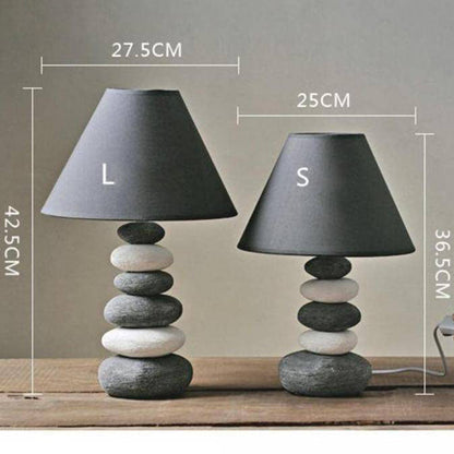 Designer LED pebble bordslampa med nordisk grå lampskärm