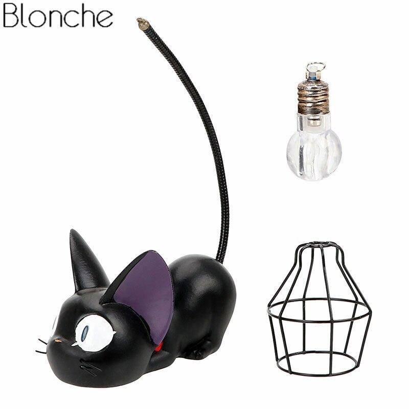 LED-bordslampa för barn i form av en tecknad svart katt