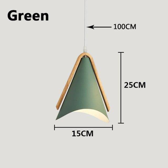 Modern LED-pendellampa i trä och färgad metall