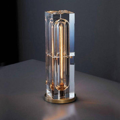 Designer LED bordslampa i lyxigt geometriskt kristallglas