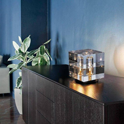 Designer LED bordslampa i lyxigt geometriskt kristallglas