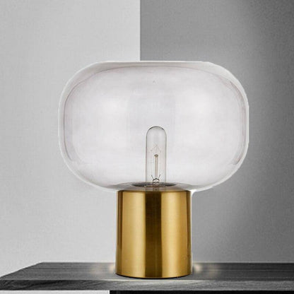 Designer LED bordslampa med guldfot och rundad Lyx lampskärm