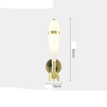 LED vägglampa för barn, imiterad raket i guldmetall