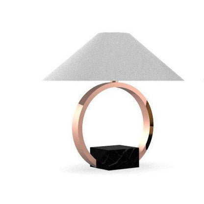 Designer LED-bordslampa med metallcirkel och lyxig glasskärm