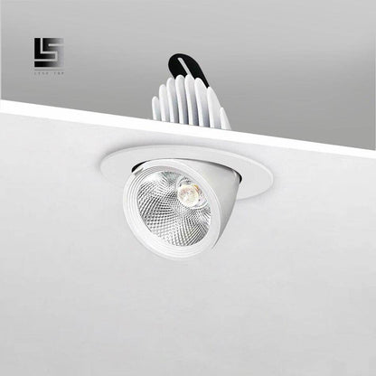 Rund LED-spotlight svängbar 360° i vit aluminium