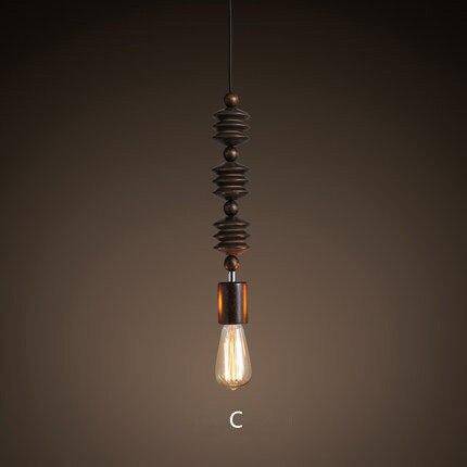 Retro taklampa i trä med Edison-lampa