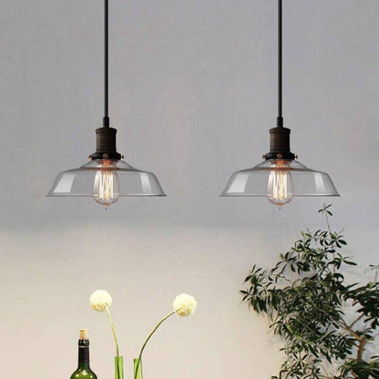 Retro LED-pendellampa med glasskärm och Edison-lampa