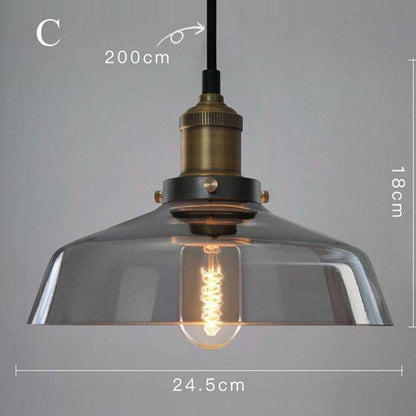 Retro LED-pendellampa med glasskärm och Edison-lampa
