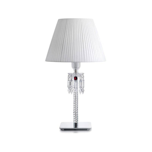 Retro LED sänglampa med vit lampskärm och Diamond kristallglas