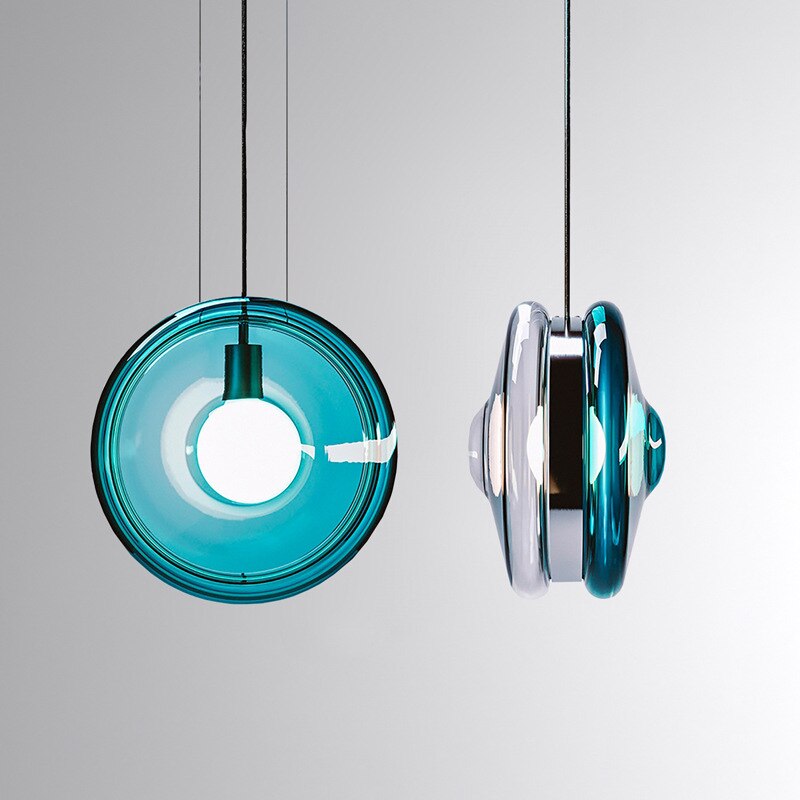 Modern cirkulär taklampa i lyxigt färgat glas Jonah