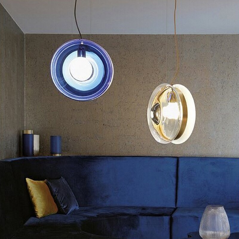 Modern cirkulär taklampa i lyxigt färgat glas Jonah