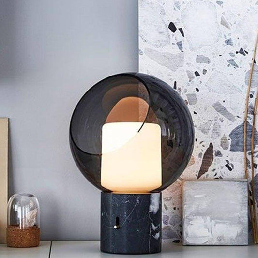 Designer LED bordslampa i marmor med mörkt glas Creative