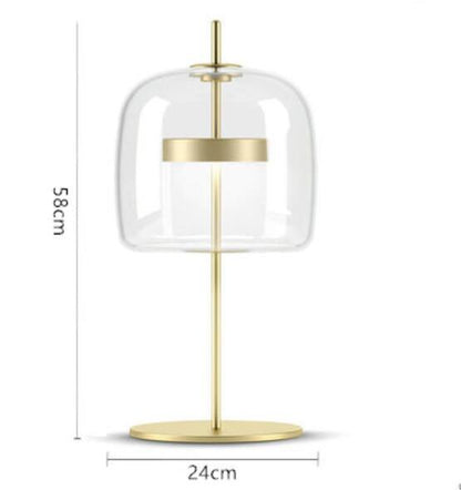 Designbordslampa i rundat rökt glas LED