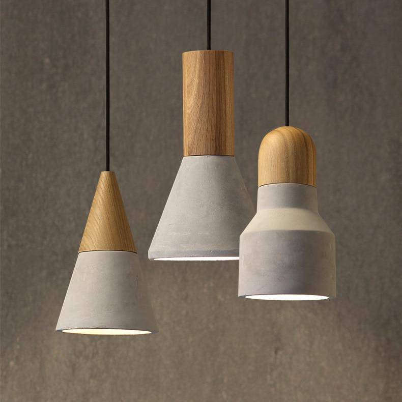 Design taklampa i trä och cement i flera former Studio