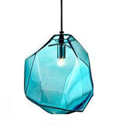 Designer taklampa i färgat geometriskt glas