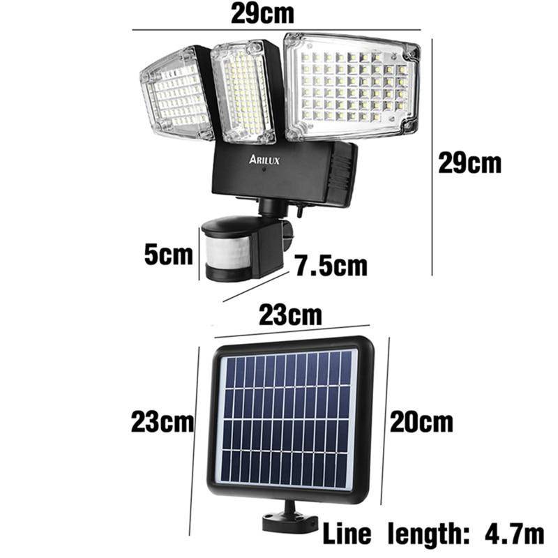 Solar utomhusspotlight med 178 Arilux lysdioder (svart eller vit)